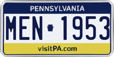 PA license plate MEN1953