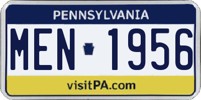 PA license plate MEN1956