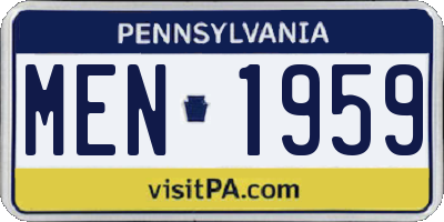 PA license plate MEN1959