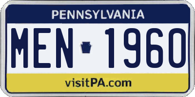 PA license plate MEN1960