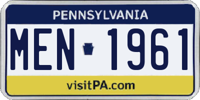 PA license plate MEN1961