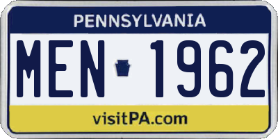 PA license plate MEN1962