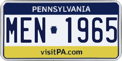 PA license plate MEN1965
