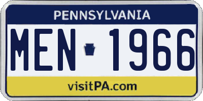 PA license plate MEN1966