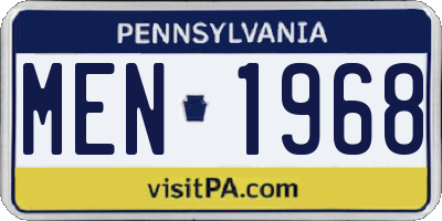 PA license plate MEN1968