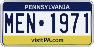 PA license plate MEN1971