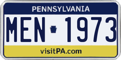PA license plate MEN1973