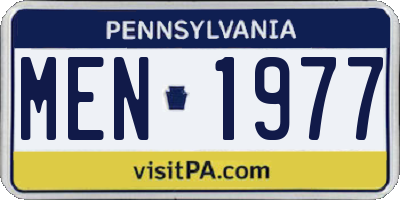 PA license plate MEN1977