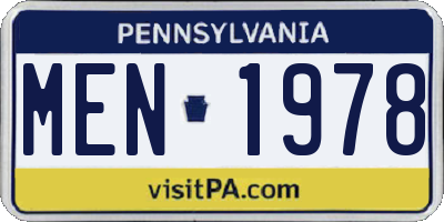 PA license plate MEN1978