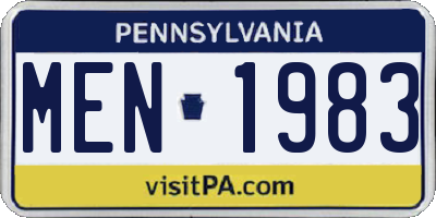 PA license plate MEN1983