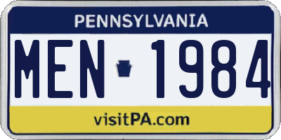 PA license plate MEN1984