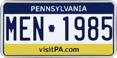 PA license plate MEN1985