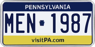 PA license plate MEN1987