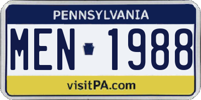 PA license plate MEN1988