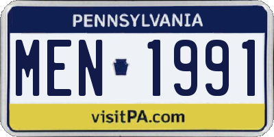 PA license plate MEN1991