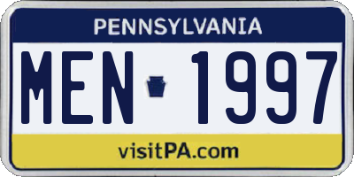 PA license plate MEN1997