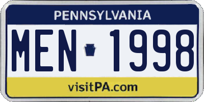 PA license plate MEN1998