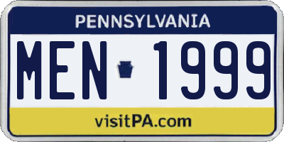 PA license plate MEN1999