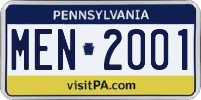 PA license plate MEN2001