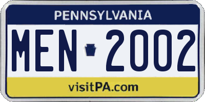 PA license plate MEN2002