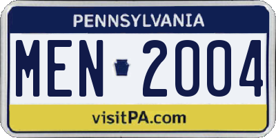 PA license plate MEN2004