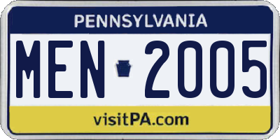 PA license plate MEN2005