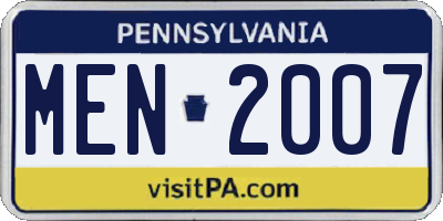 PA license plate MEN2007