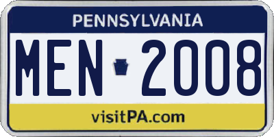 PA license plate MEN2008