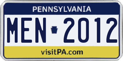 PA license plate MEN2012
