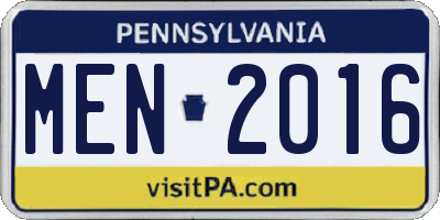 PA license plate MEN2016