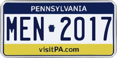 PA license plate MEN2017