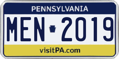PA license plate MEN2019