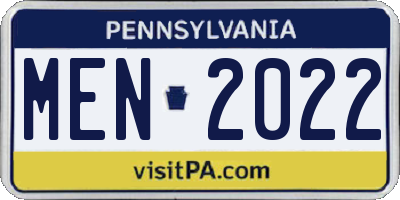 PA license plate MEN2022