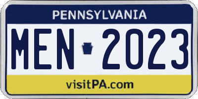 PA license plate MEN2023