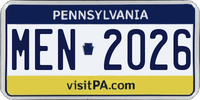 PA license plate MEN2026