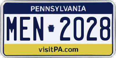 PA license plate MEN2028