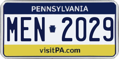 PA license plate MEN2029