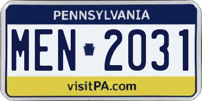 PA license plate MEN2031