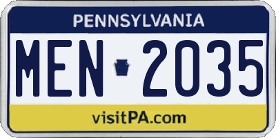 PA license plate MEN2035