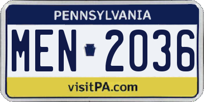 PA license plate MEN2036