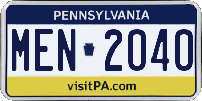 PA license plate MEN2040