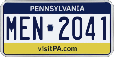 PA license plate MEN2041