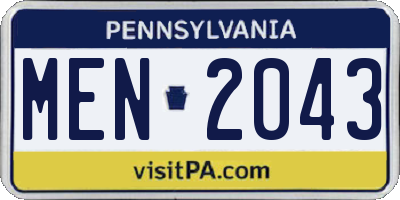 PA license plate MEN2043