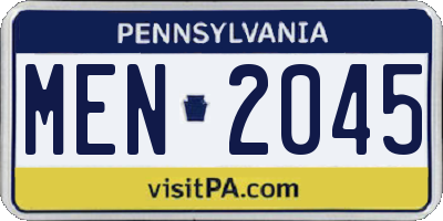 PA license plate MEN2045