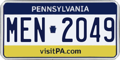 PA license plate MEN2049