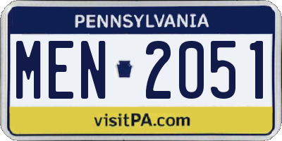 PA license plate MEN2051