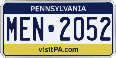 PA license plate MEN2052