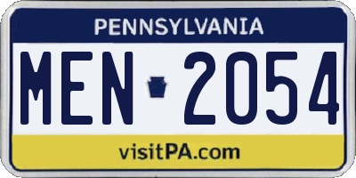 PA license plate MEN2054