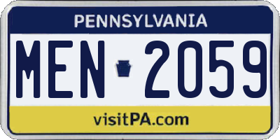 PA license plate MEN2059