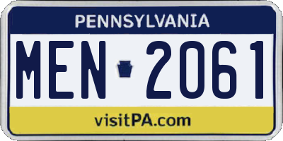 PA license plate MEN2061